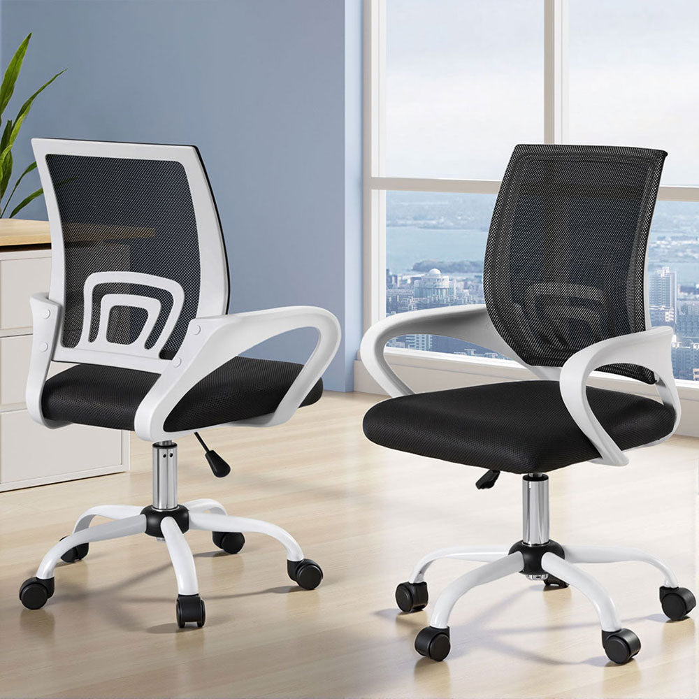 2x Office Chair Mesh Computer Gaming Desk Chairs Work Study Mid Back
