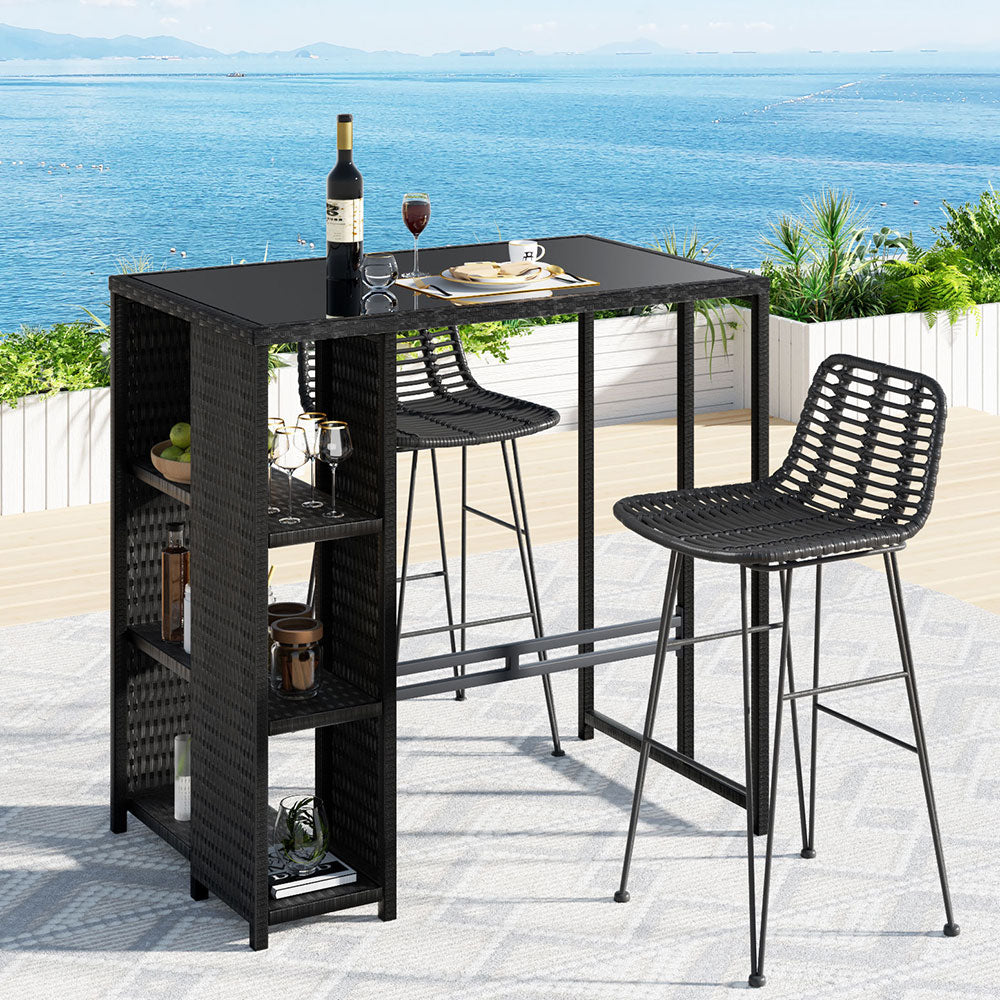 Outdoor Bar Set Patio Furniture Dining Chairs Table and Chairs Wicker