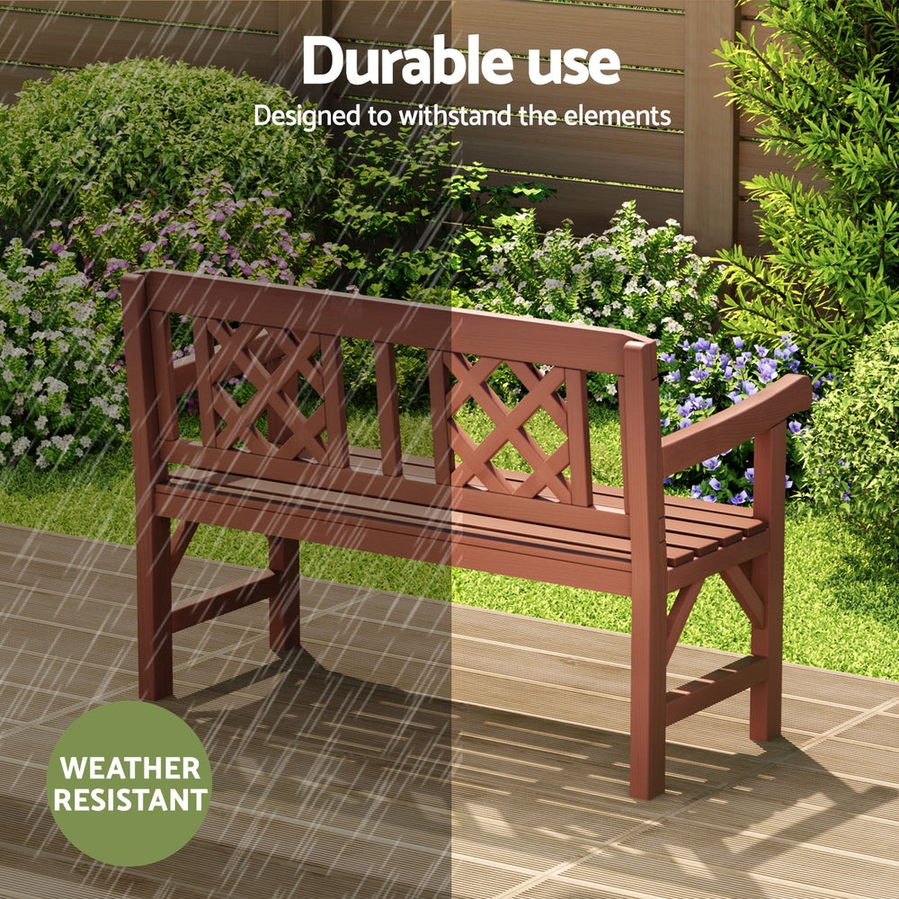 Outdoor Garden Bench Wooden Chair 2 Seat Patio Furniture Lounge Natural