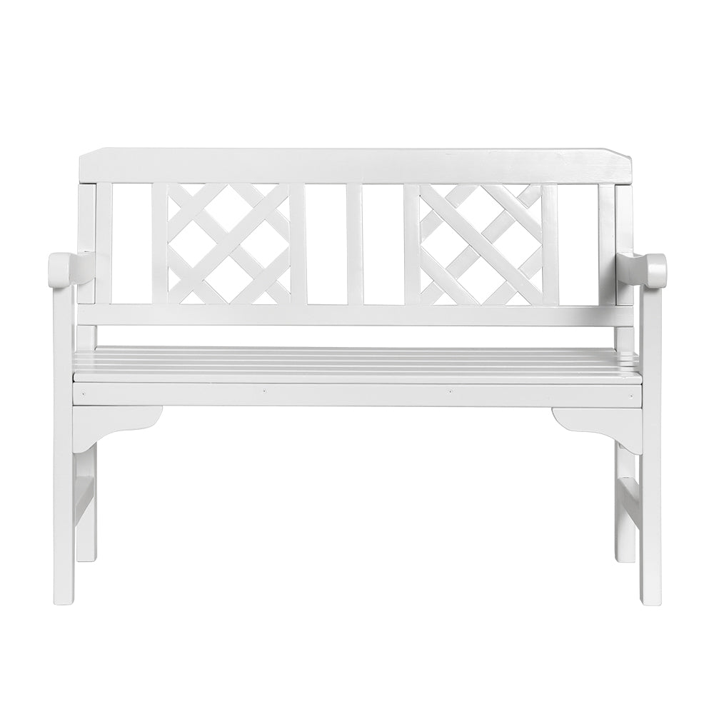Outdoor Garden Bench Wooden Chair 2 Seat Patio Furniture Lounge White