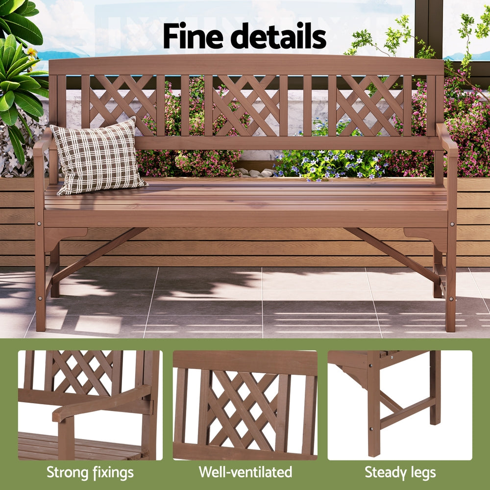 Outdoor Garden Bench Wooden Chair 3 Seat Patio Furniture Lounge Natural