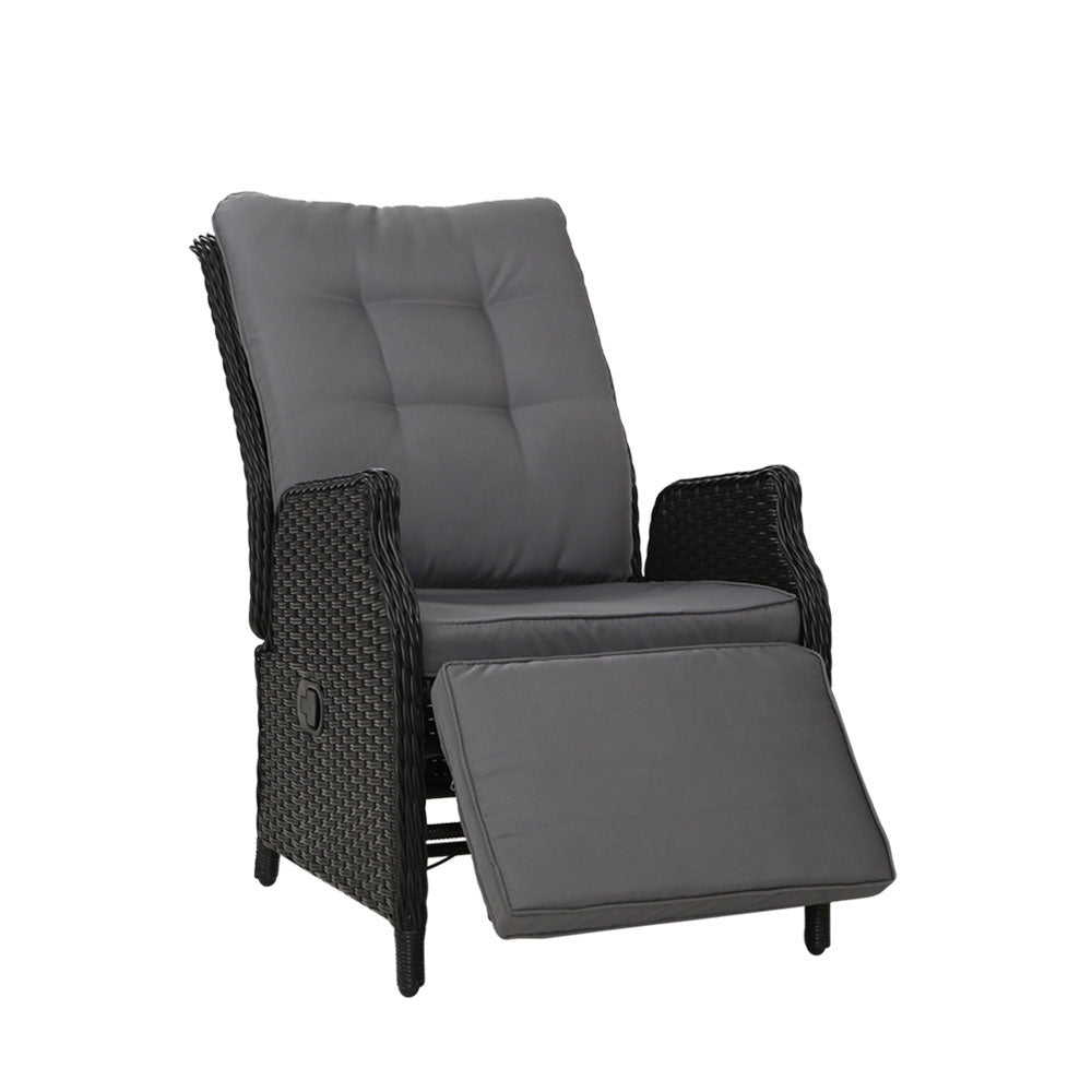 Recliner Chairs Sun lounge Wicker Lounger Outdoor Furniture Patio Adjustable Black