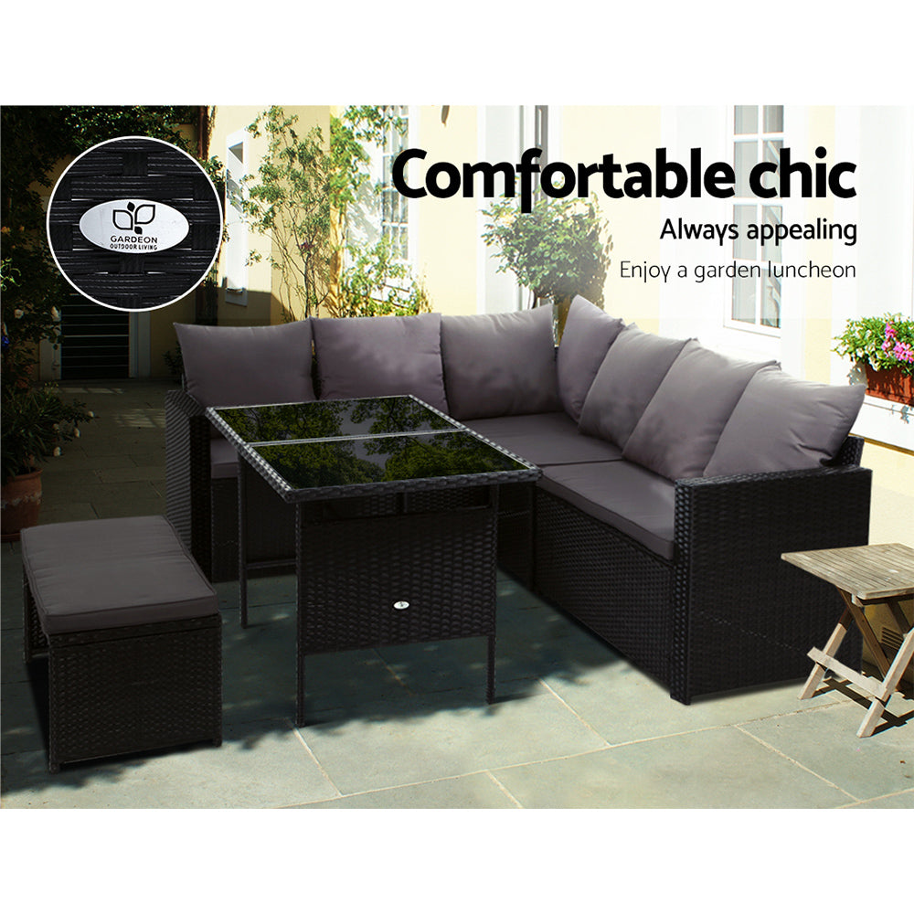 Outdoor Dining Set Sofa Lounge Setting Chairs Table Bench Black Cover