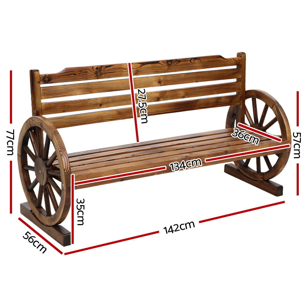 Outdoor Garden Bench Wooden 3 Seat Wagon Chair Lounge Patio Furniture