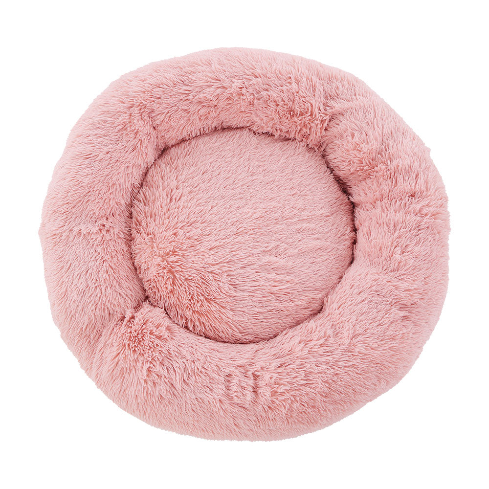Pet Bed Dog Cat 90cm Large Calming Soft Plush Pink