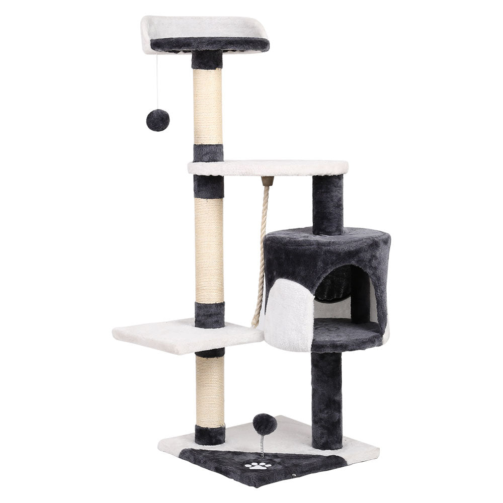 Cat Tree 112cm Tower Scratching Post Scratcher Wood Condo House Furniture