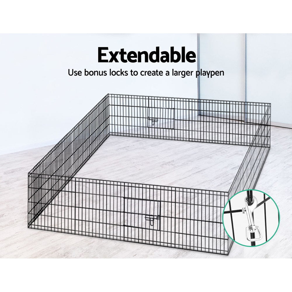 24 8 Panel Dog Playpen Pet Fence Exercise Cage Enclosure Play Pen