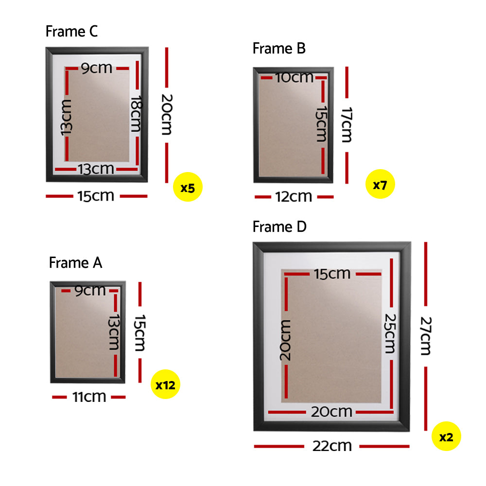 Photo Frames Art Holder 26PCS 8x10inch 5x7inch 4x6inch 3.5x5inch Black