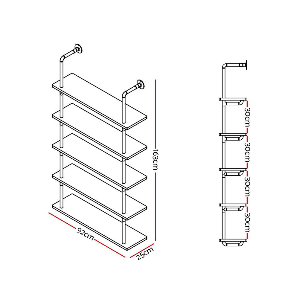 Floating DIY Pipe Shelf 5 Tiers - ISSA