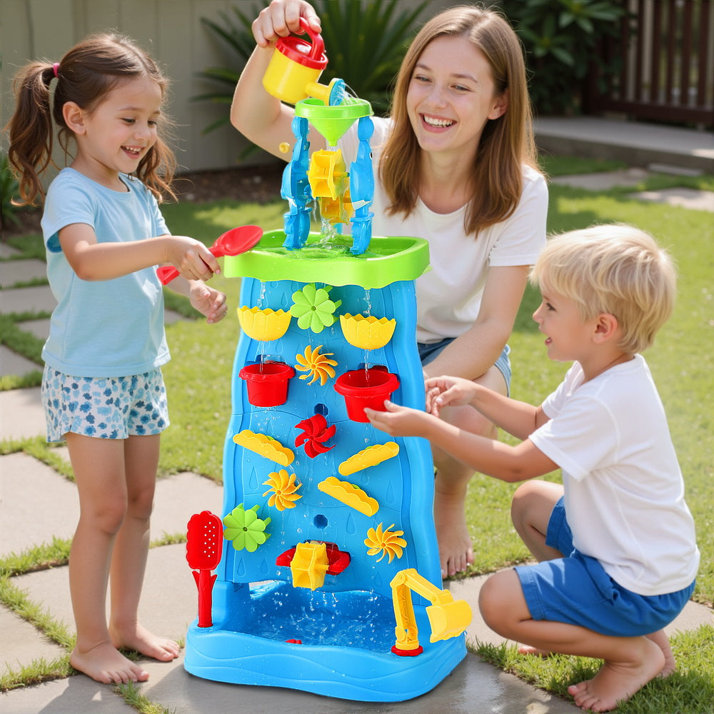 Kids Sand and Water Table Waterfall Wall Sandpit Toys Beach Shovel
