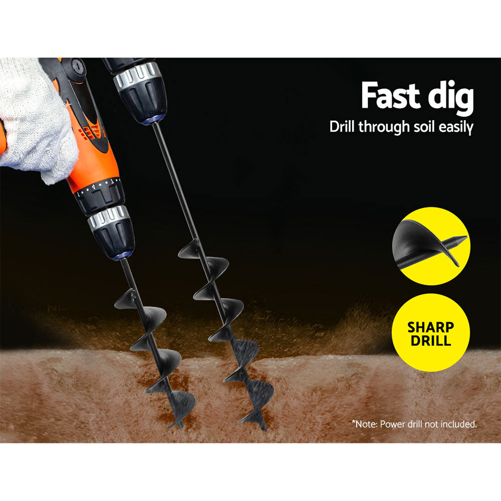 Power Garden Spiral Auger Hole Digger Earth Drill Bit 妗75x300 & 600mm