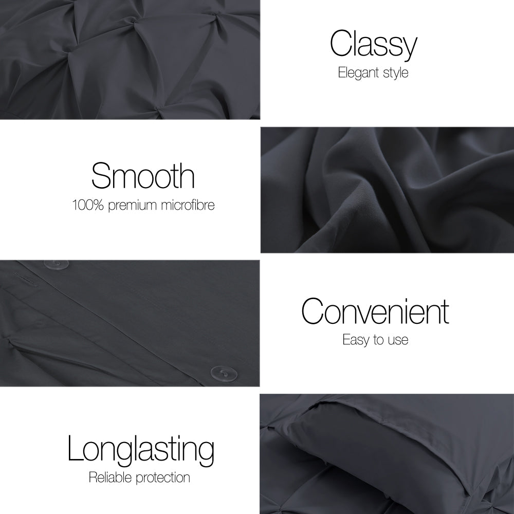 Quilt Cover Set Diamond Pinch Black King