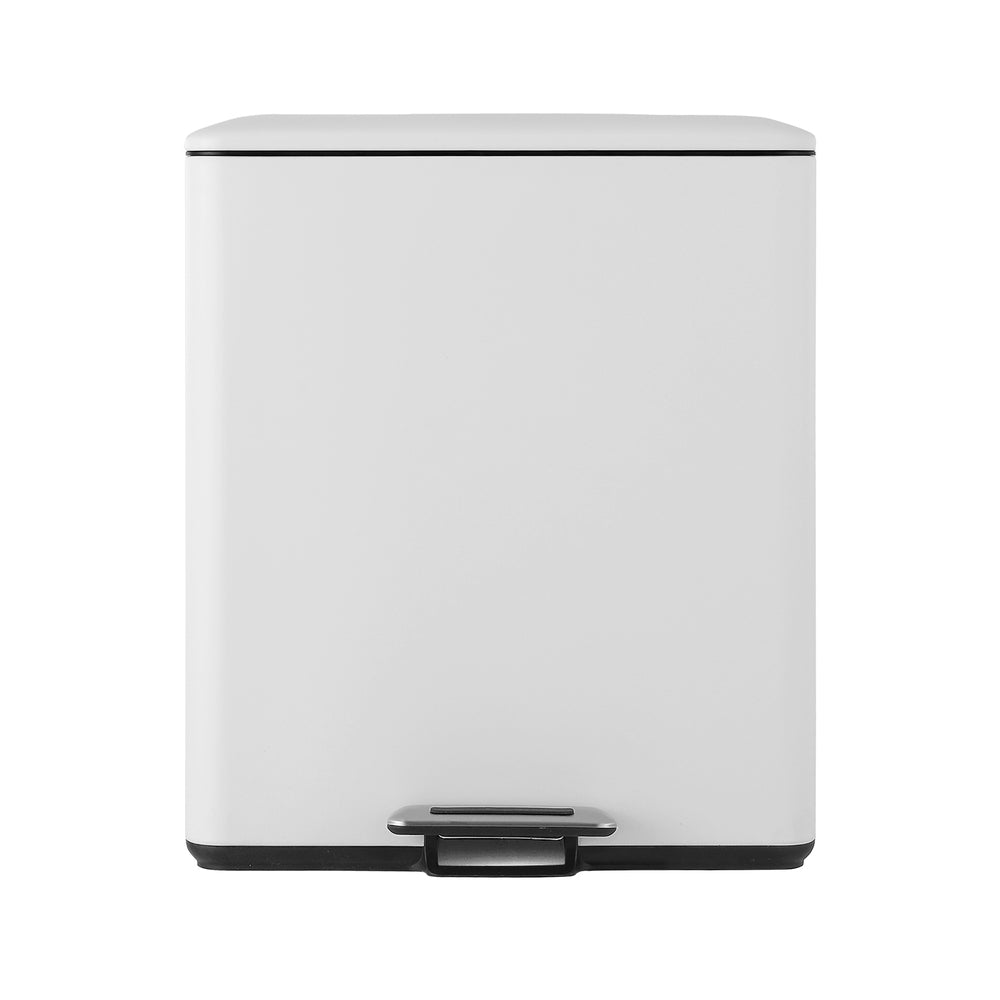 Pedal Bins Rubbish Bin Dual Compartment Waste Recycle Dustbins 40L White