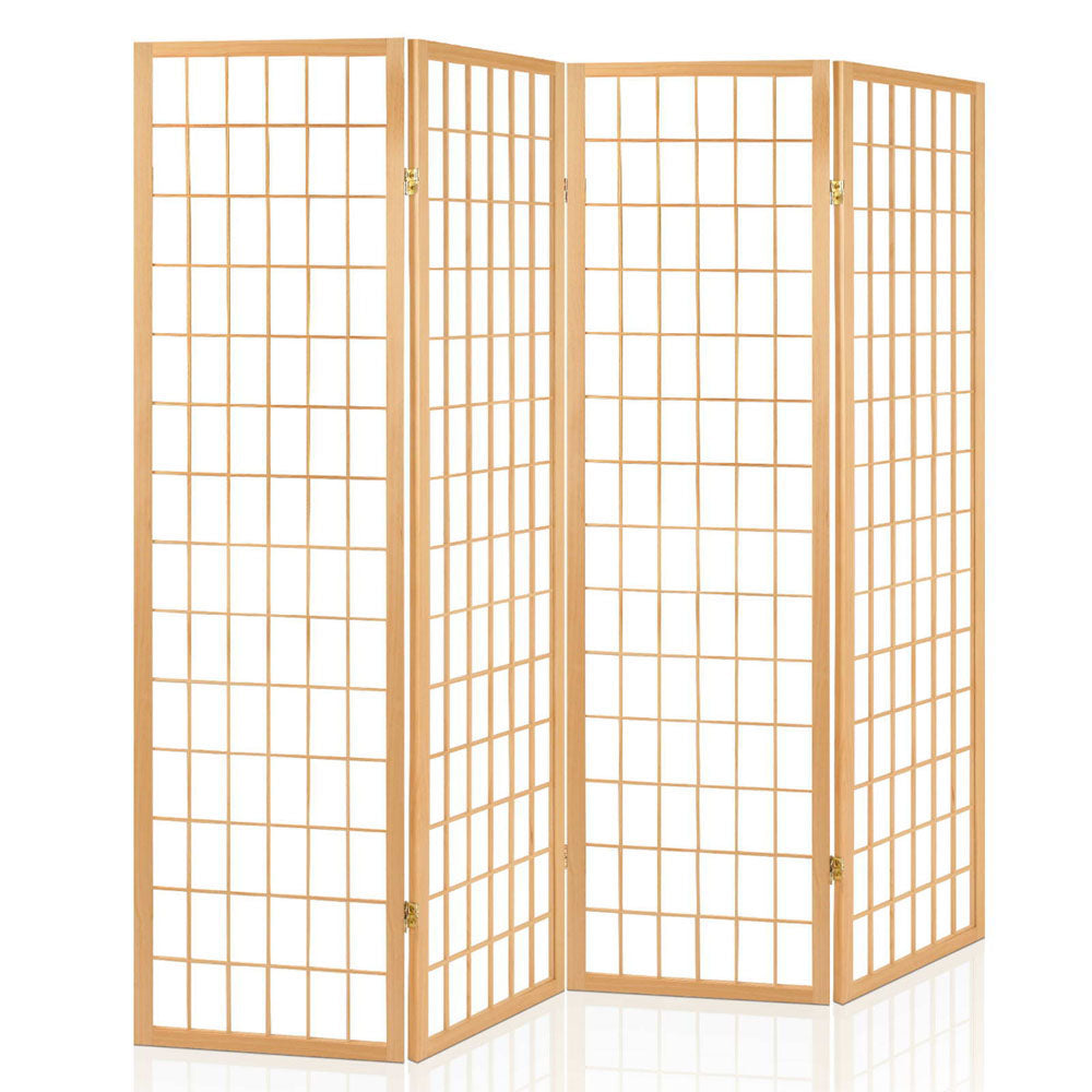 4 Panel Room Divider Screen 174x179cm Natural