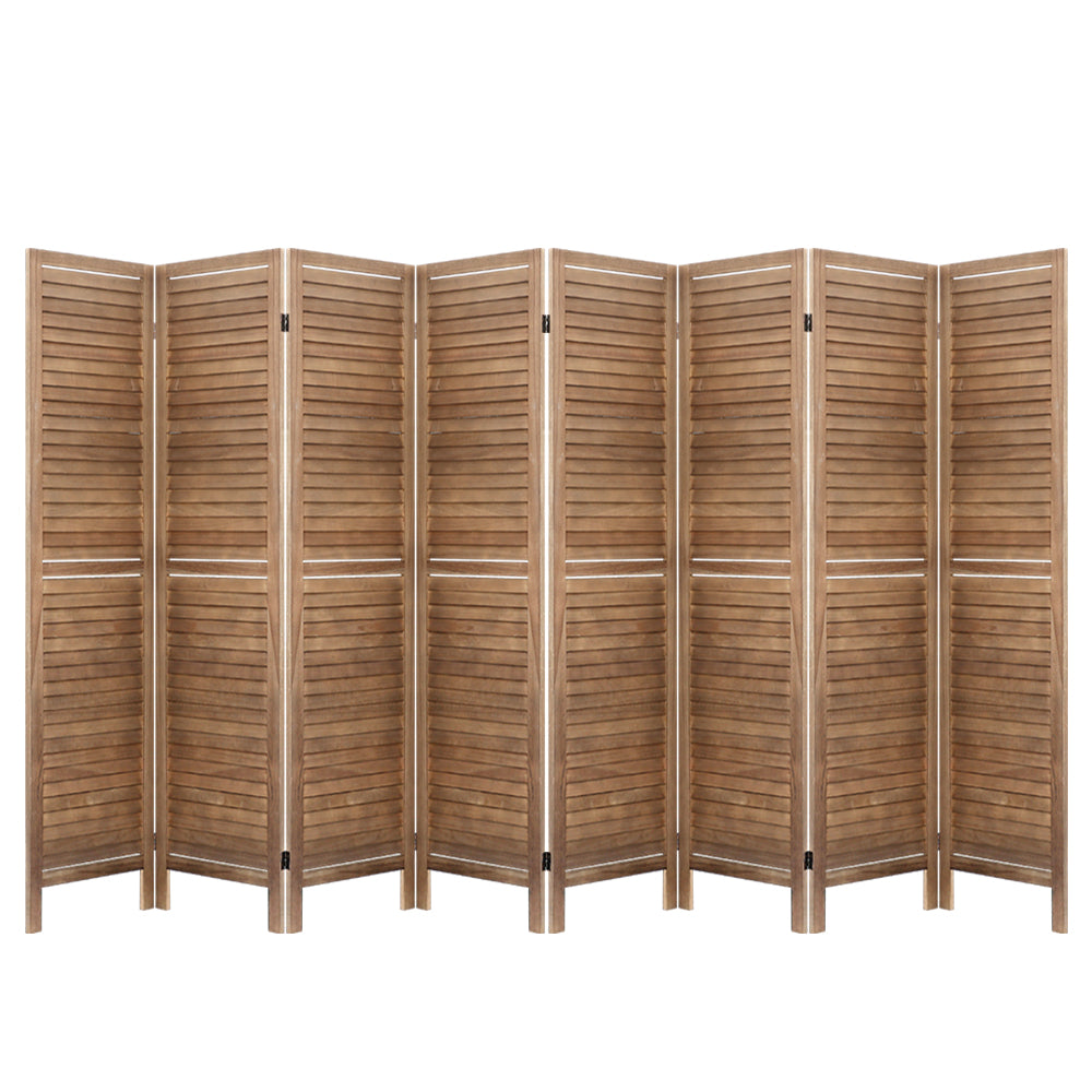 8 Panel Room Divider Screen 326x170cm Louver Oak