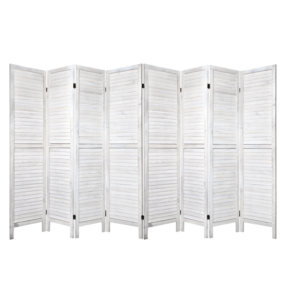 8 Panel Room Divider Screen 326x170cm Louver White