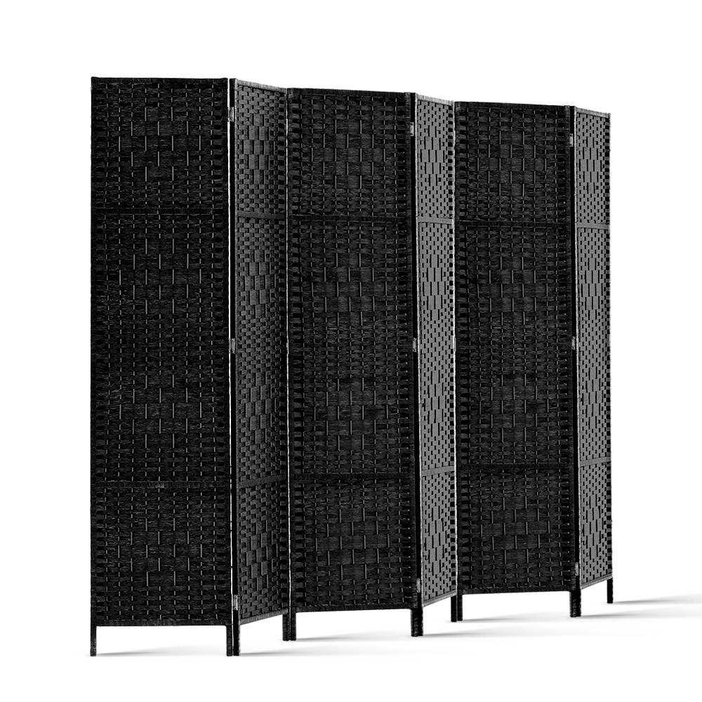 6 Panel Room Divider Screen 245x170cm Woven Black