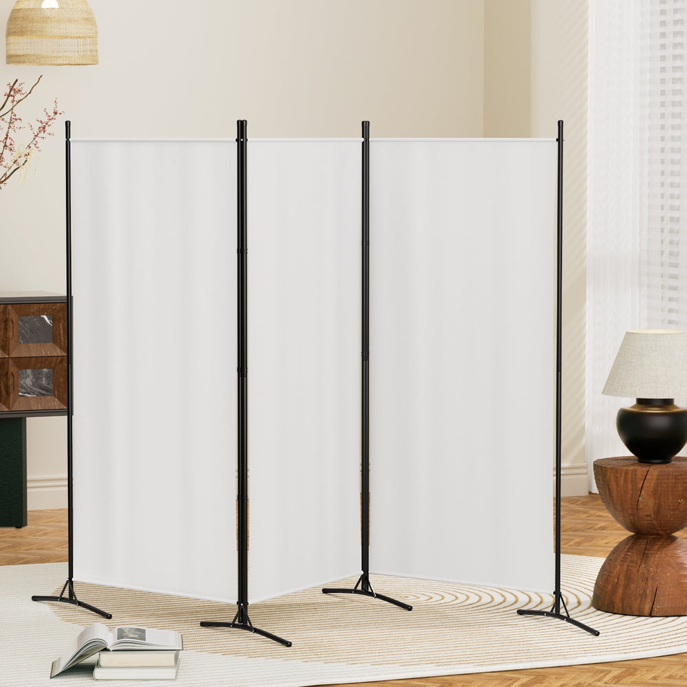 3 Panel Room Divider Screen 260x180cm Fabric White