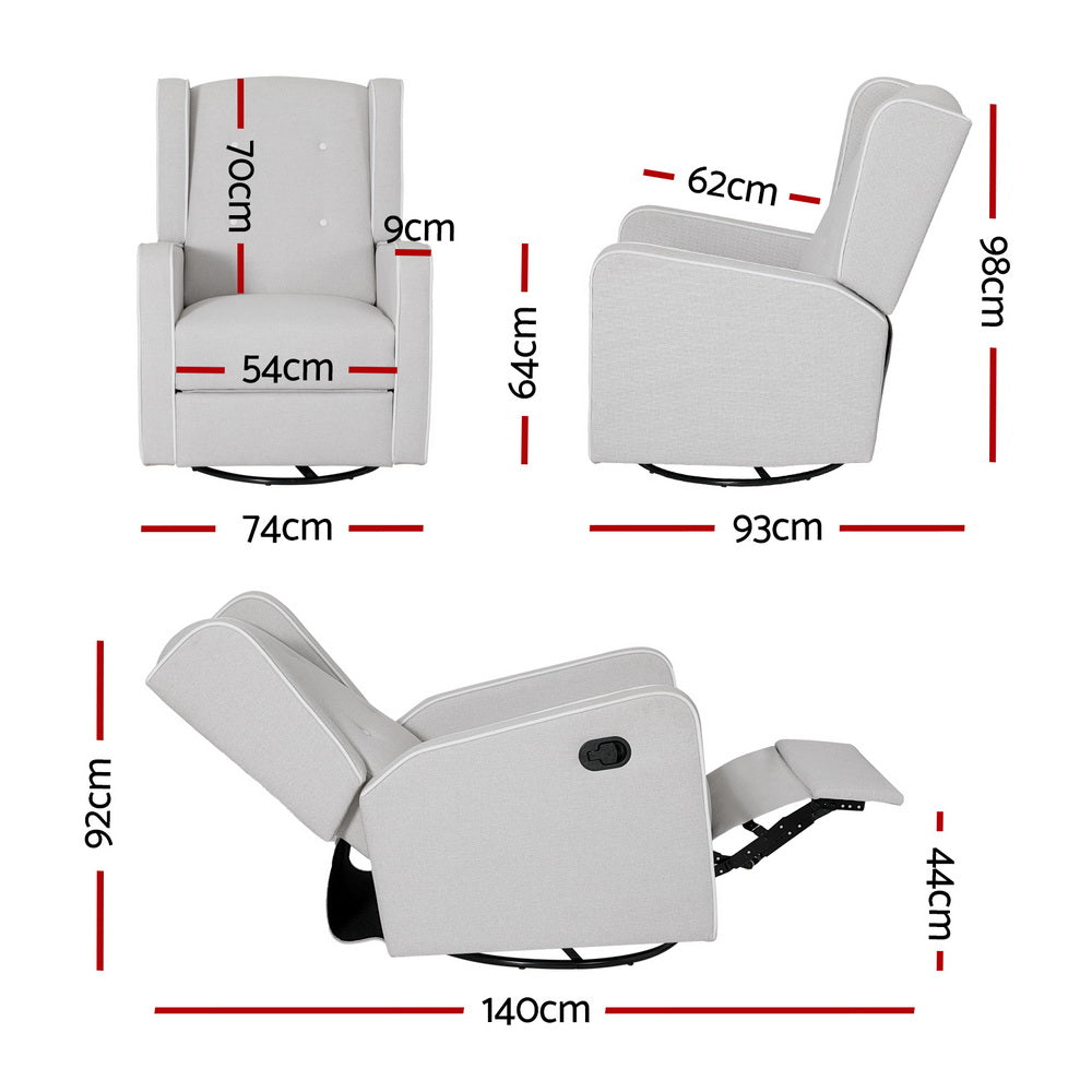 Recliner Armchair 360ï¿?Swivel Grey Fabric