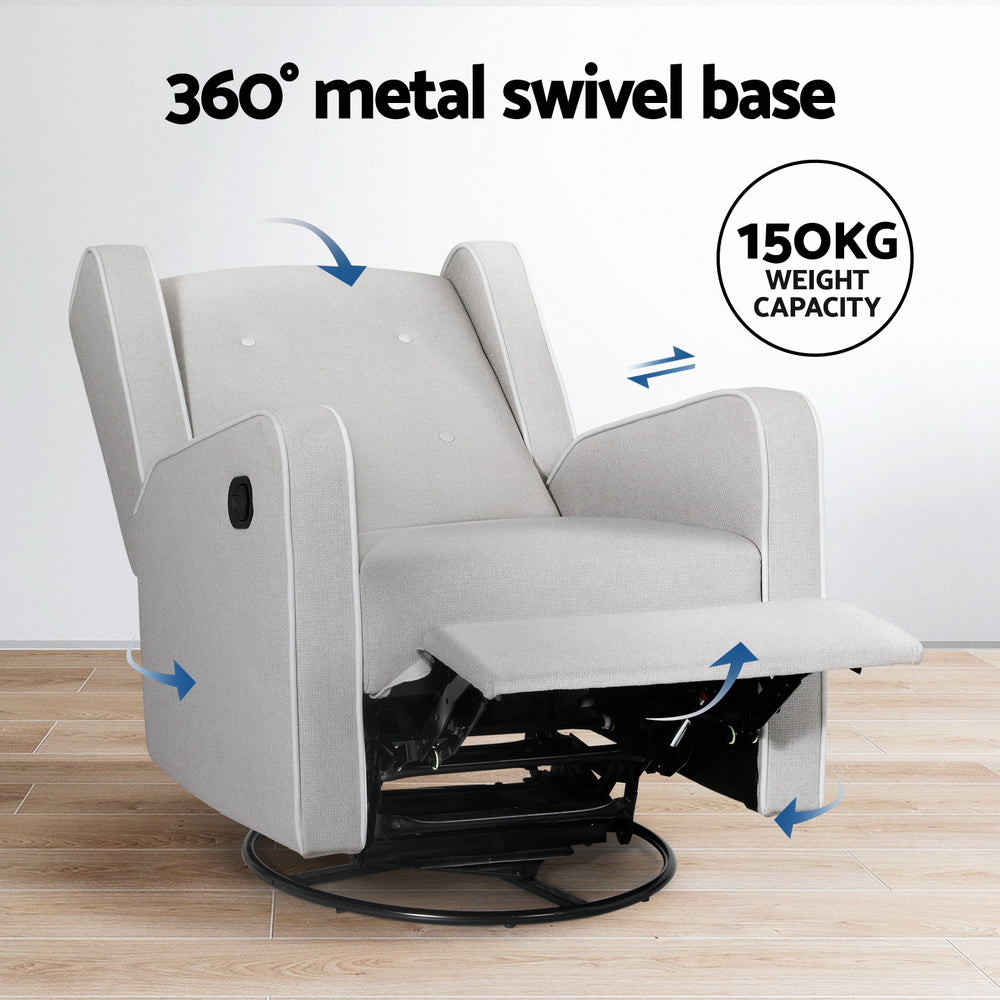 Recliner Armchair 360ï¿?Swivel Grey Fabric