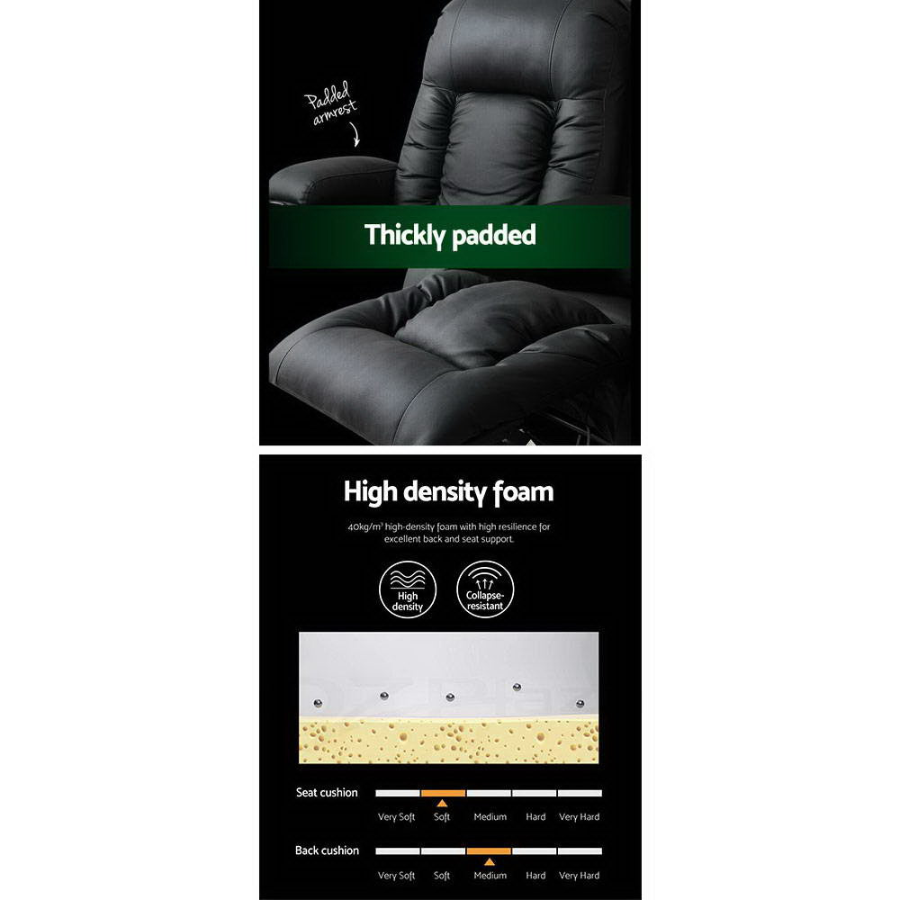 Recliner Chair Electric Heated Massage Chairs Faux Leather Cabin