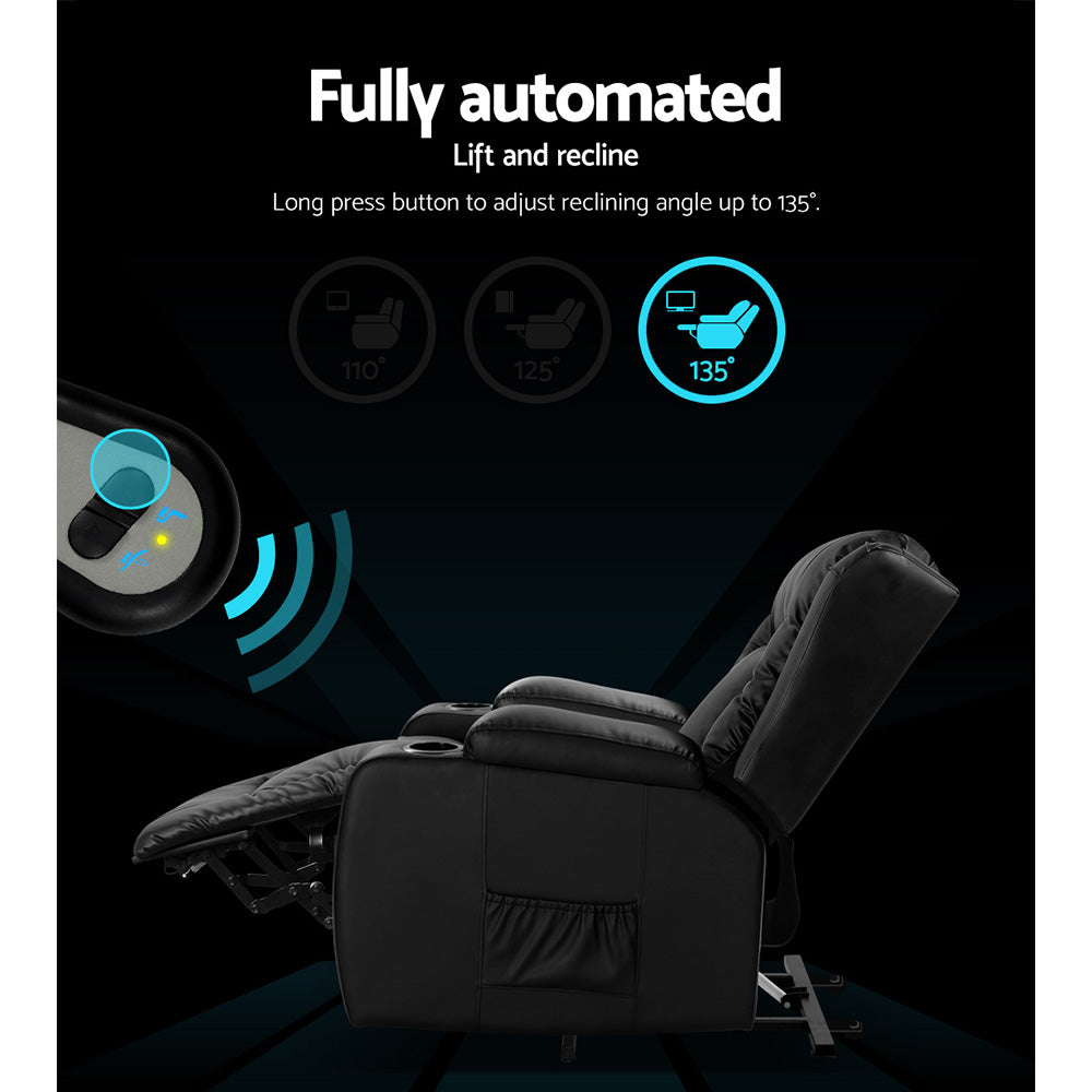Recliner Chair Lift Assist Heated Massage Chair Leather Rukwa