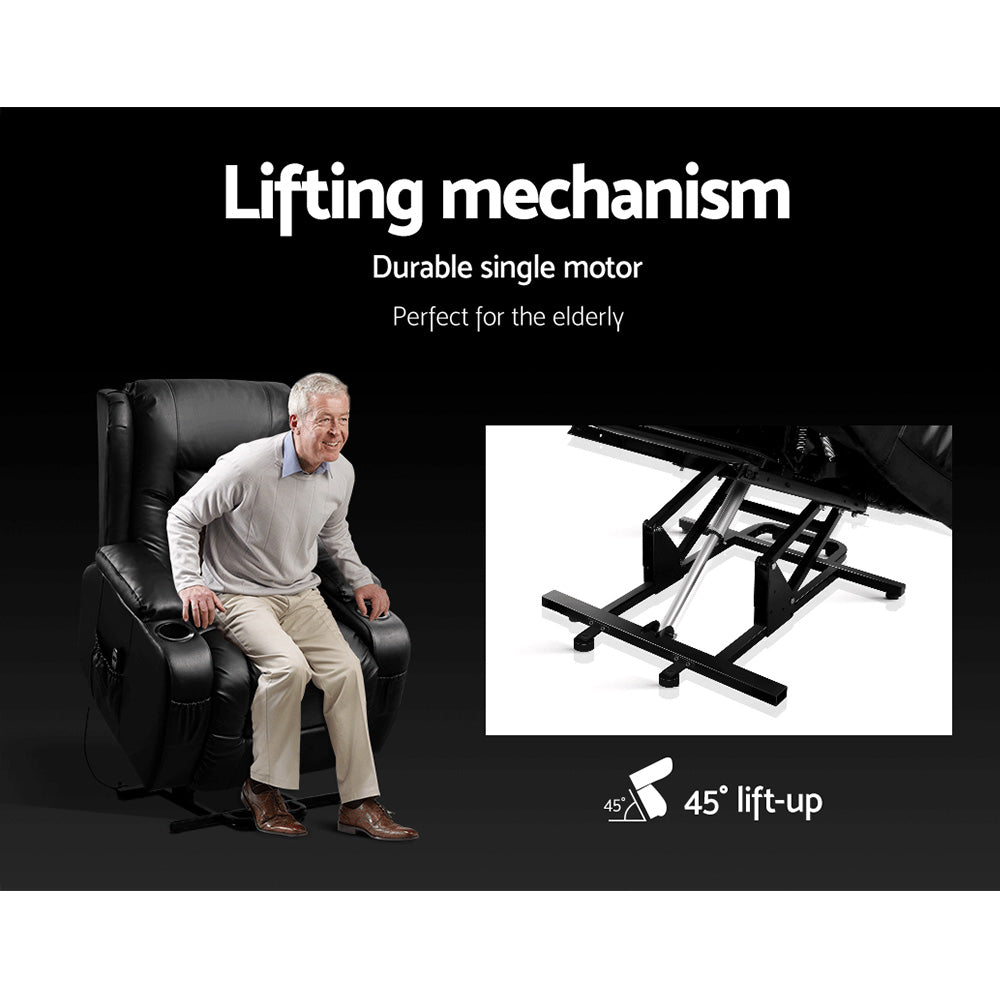 Recliner Chair Lift Assist Heated Massage Chair Leather Rukwa