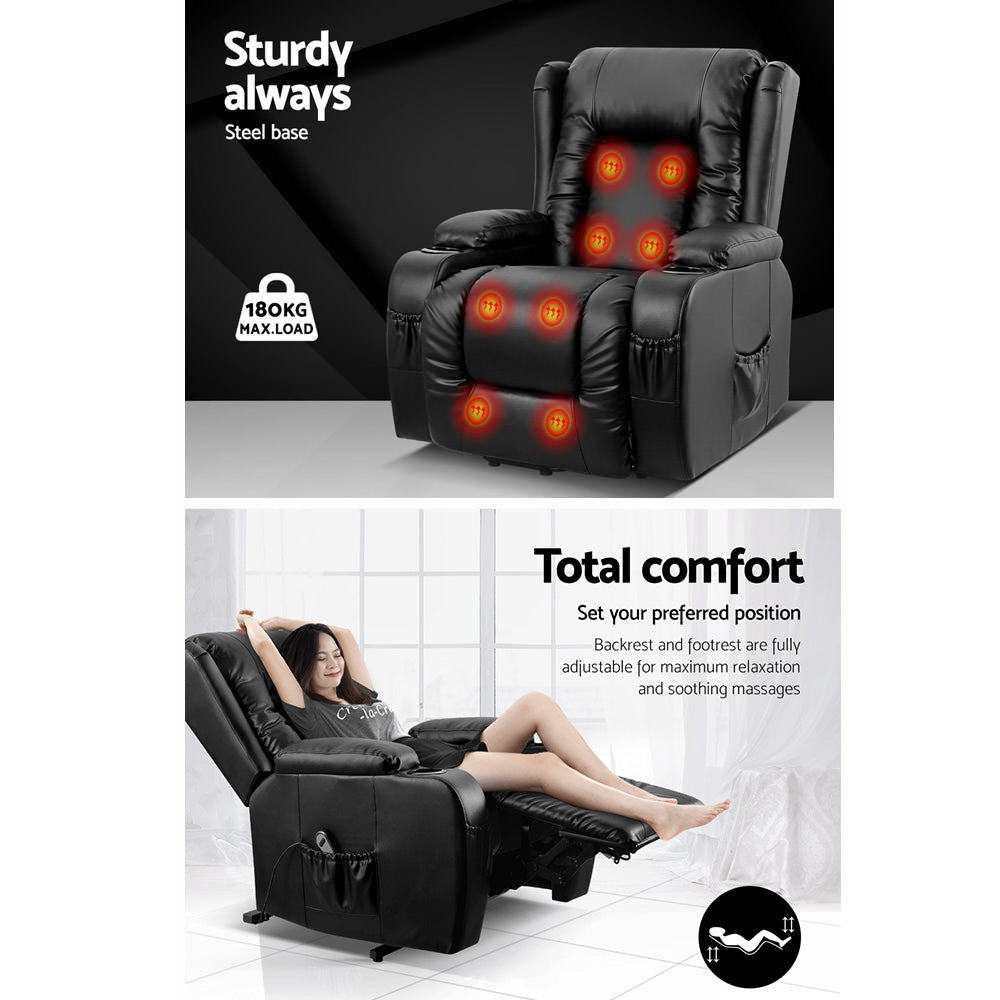 Recliner Chair Lift Assist Heated Massage Chair Leather Rukwa