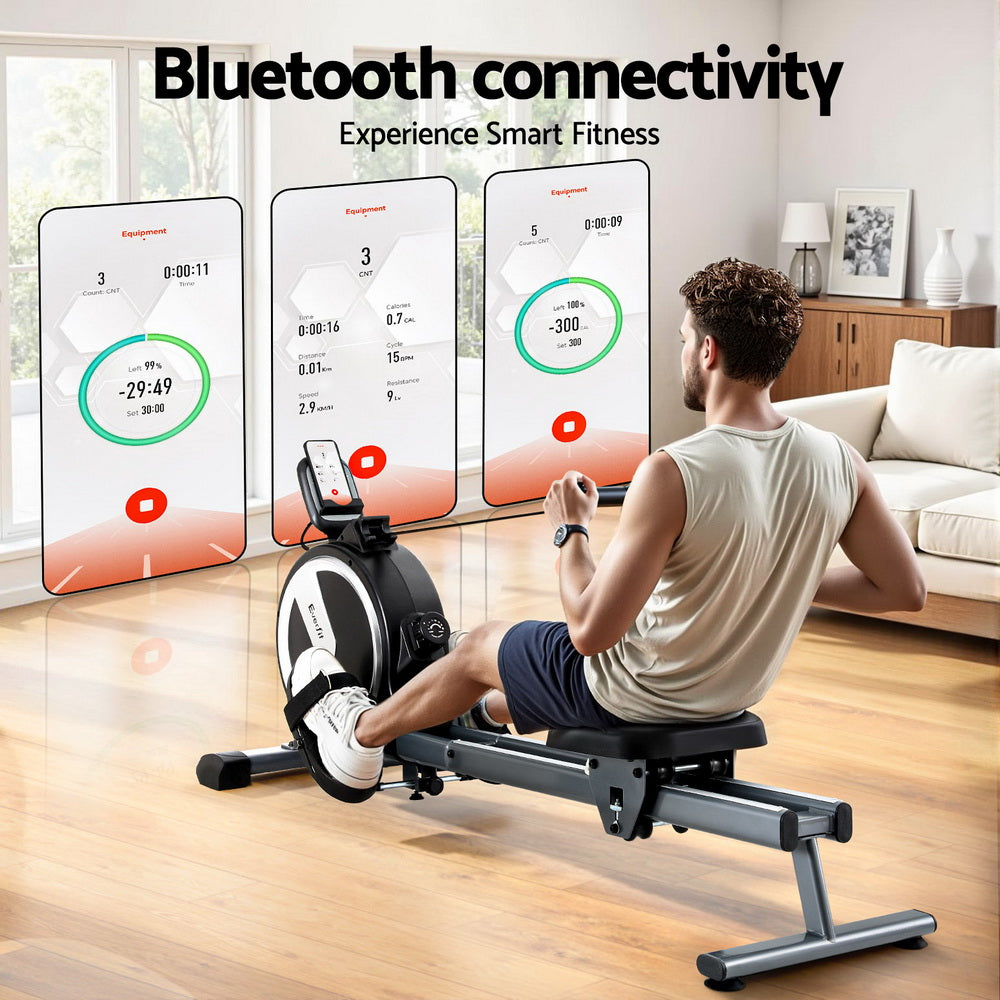 16 Level Magnetic Rowing Machine for Home with App Connect Black