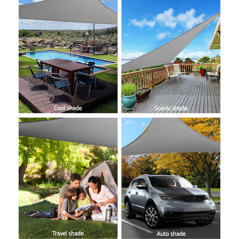 Shade Sail 3x3x4.3m Triangle 280GSM 98% Grey Shade Cloth