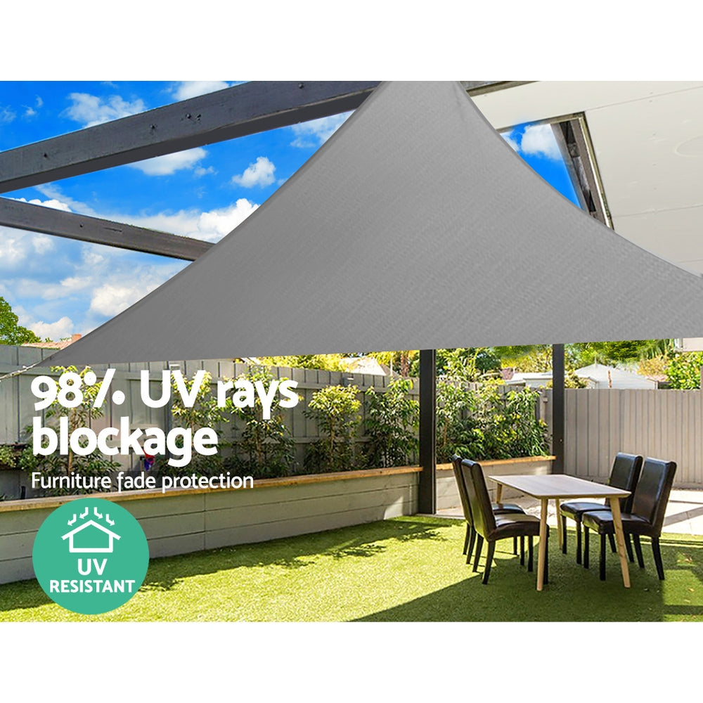 Shade Sail 3x3x4.3m Triangle 280GSM 98% Grey Shade Cloth