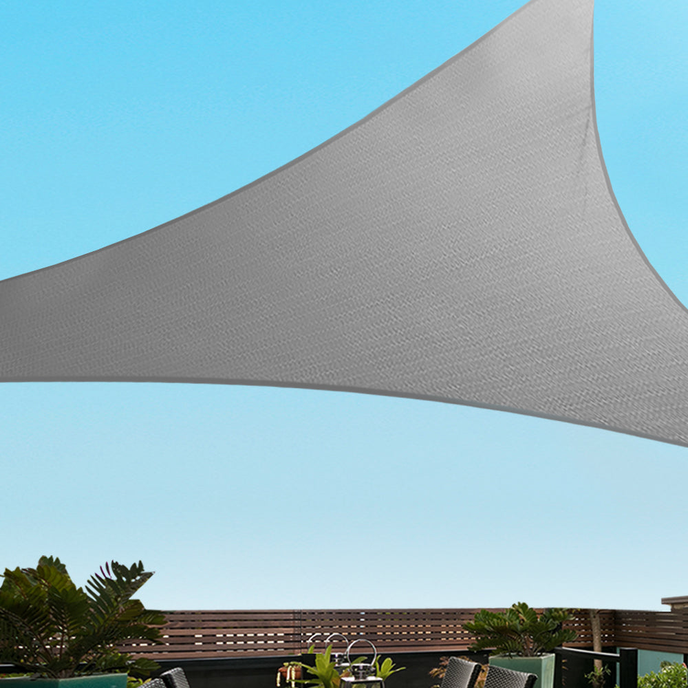 Shade Sail 6x6x6m Triangle 280GSM 98% Grey Shade Cloth