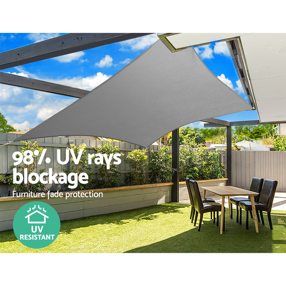 Shade Sail 4x5m Rectangle 280GSM 98% Grey Shade Cloth