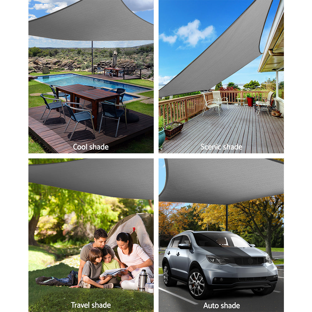Shade Sail 4x6m Rectangle 280GSM 98% Grey Shade Cloth