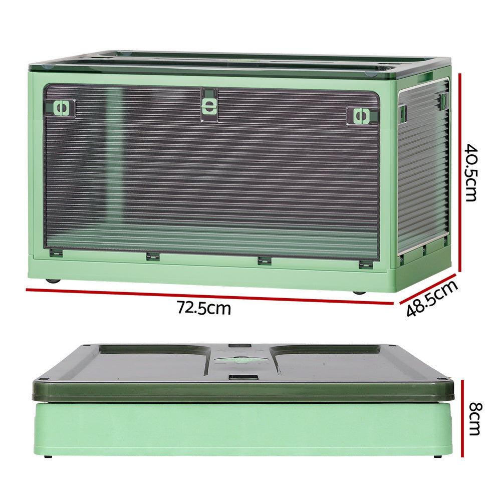 Storage Box Container Foldable Stackable 5 Sides Open Transparent 140L
