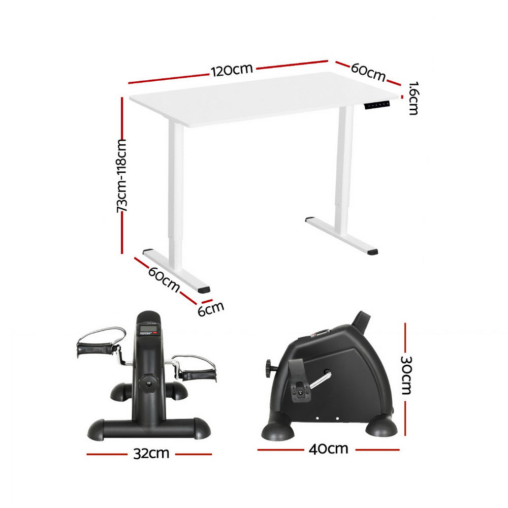 120cm Electric Standing Desk with Mini Peal Exercise Bike Home Office