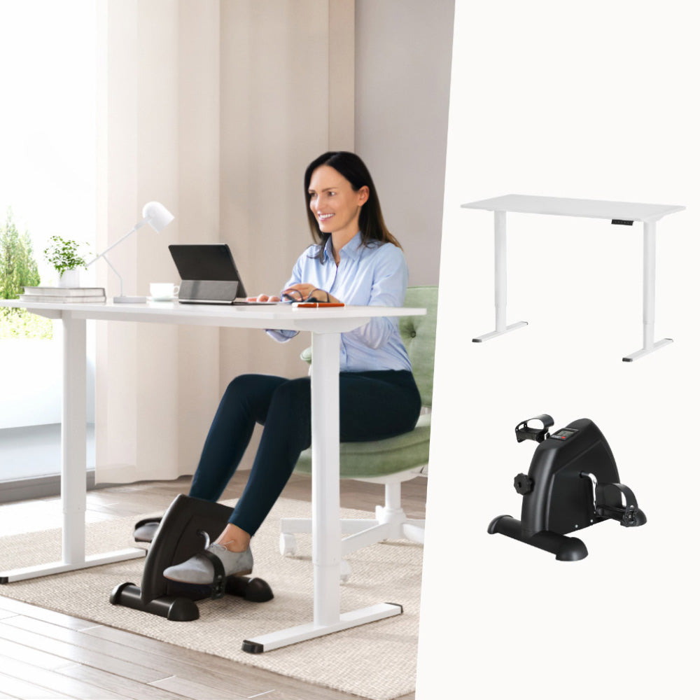 120cm Electric Standing Desk with Mini Peal Exercise Bike Home Office