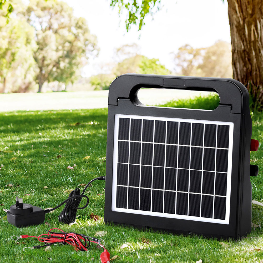 Giantz 10km Electric Fence Energiser Solar Energizer Charger Farm Animal 0.3J