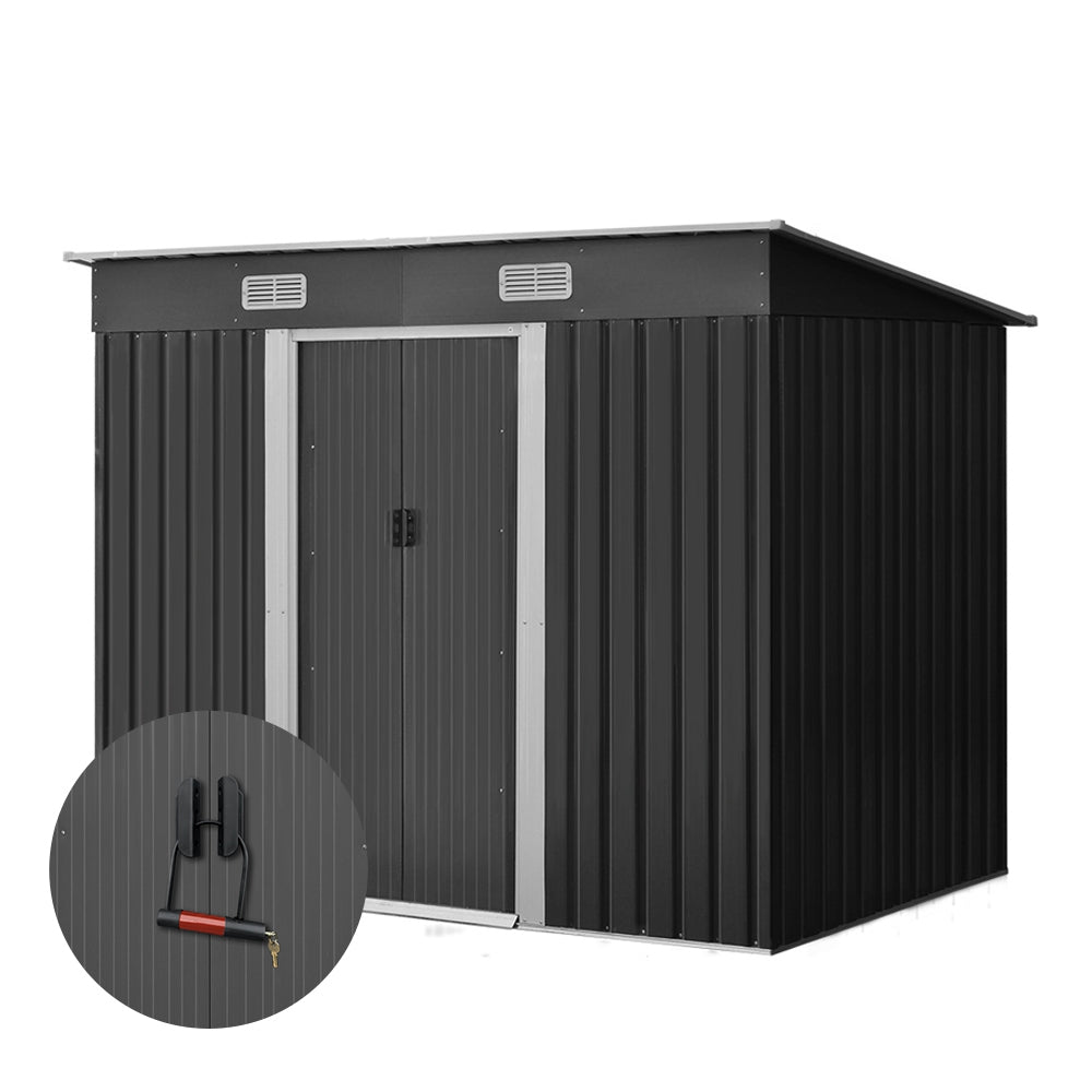 Garden Shed 2.38x1.31M Sheds Outdoor Storage Tool Metal Workshop Shelter Sliding Door