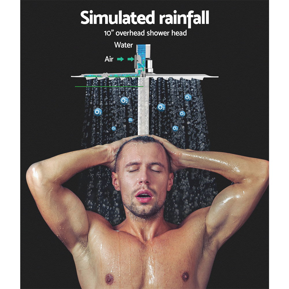 10 Rain Shower Head Set Handheld Square High Pressure Chrome