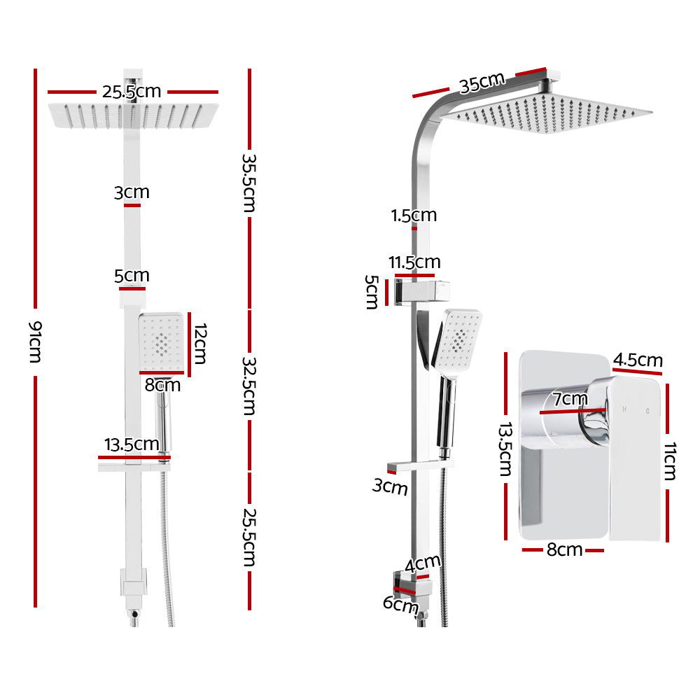 10 Rain Shower Head Set Handheld Square High Pressure Mixer Tap Chrome