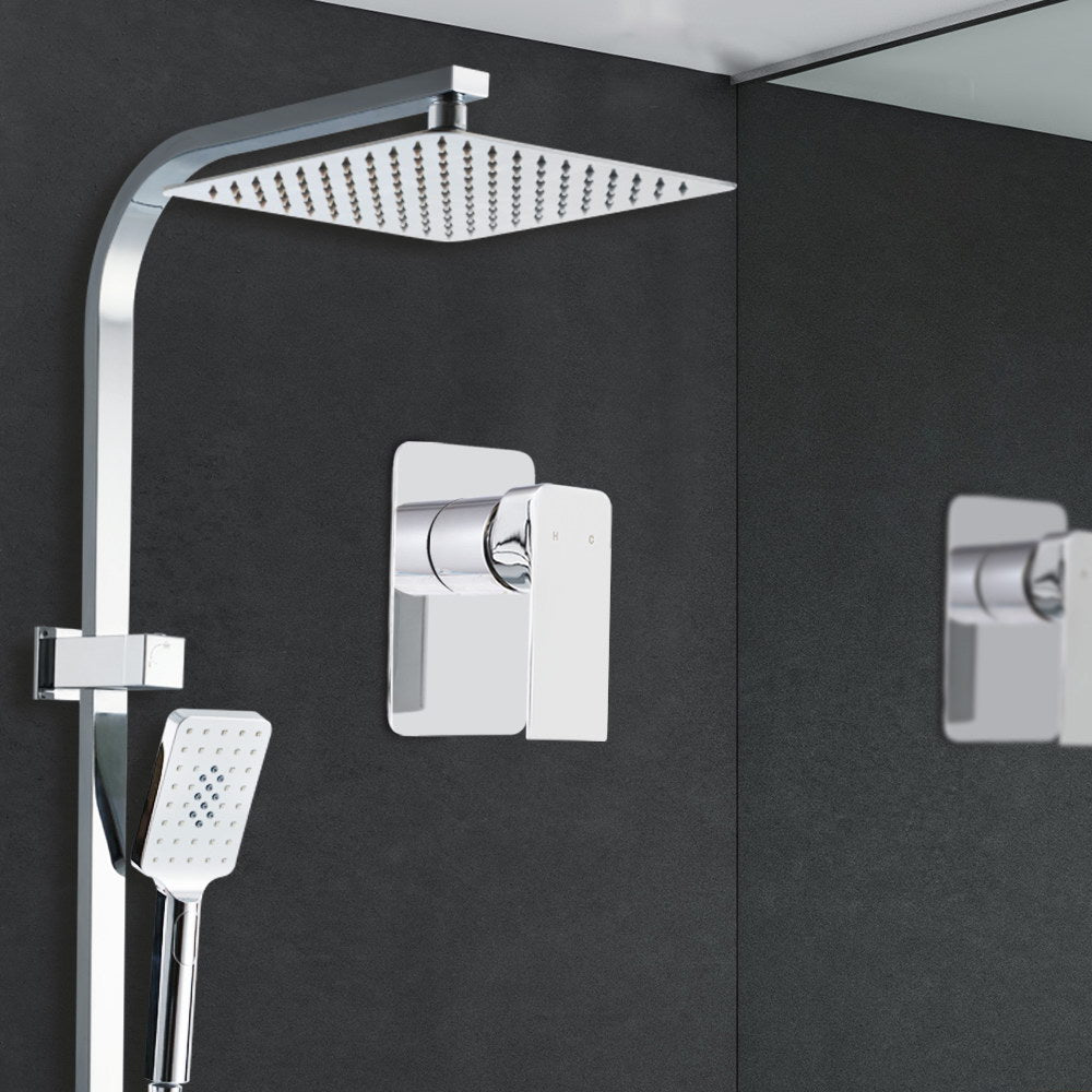 10 Rain Shower Head Set Handheld Square High Pressure Mixer Tap Chrome