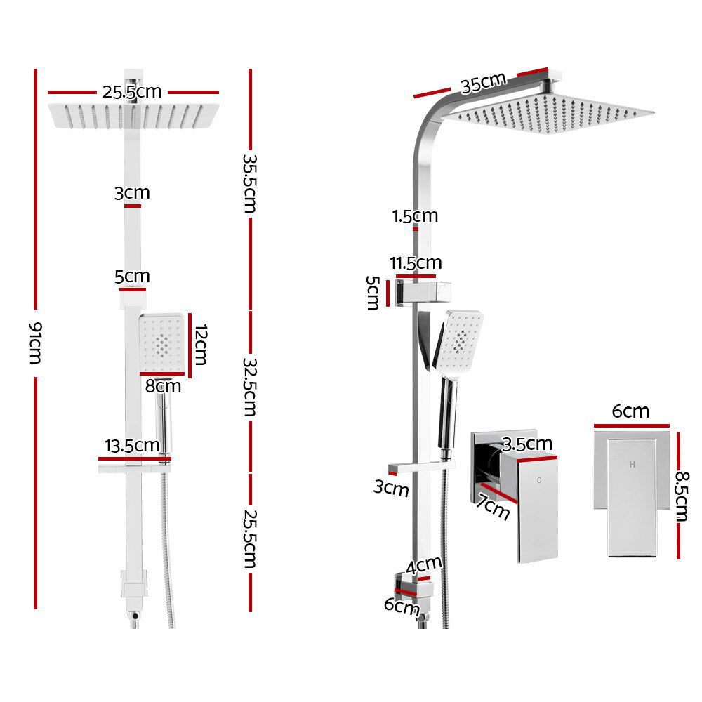 10 Rain Shower Head Set Handheld Square High Pressure Twins Tap Chrome