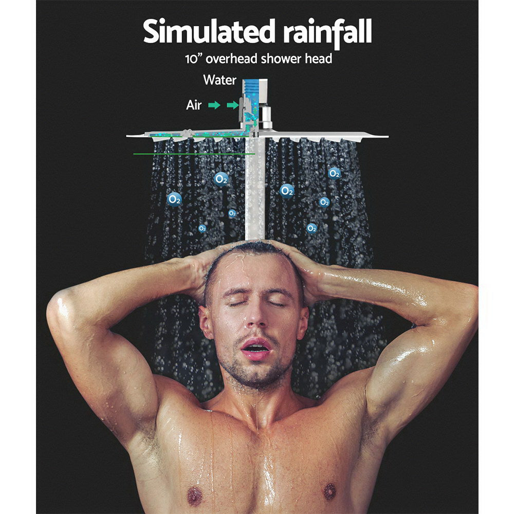 10 Rain Shower Head Set Handheld Square High Pressure Twins Tap Chrome