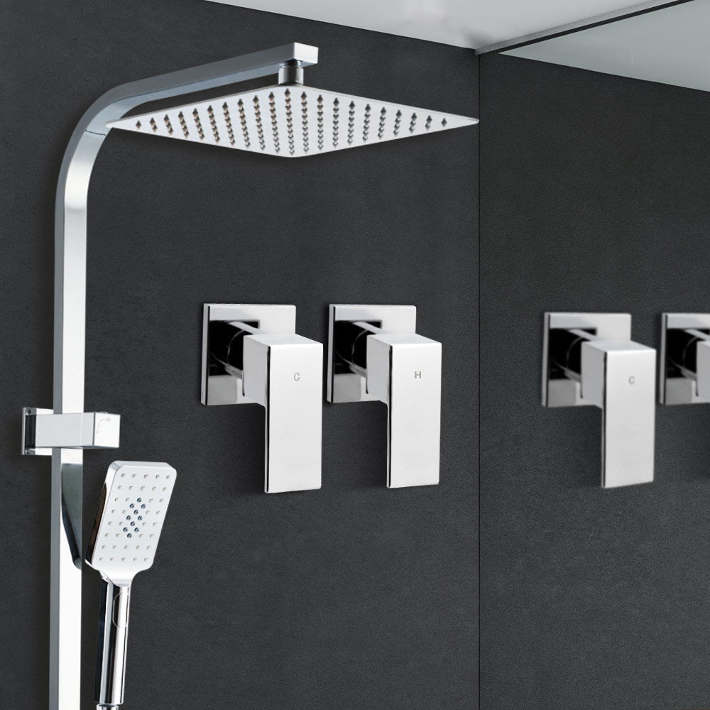 10 Rain Shower Head Set Handheld Square High Pressure Twins Tap Chrome