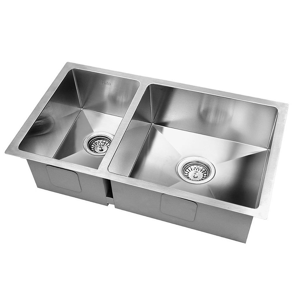 Kitchen Sink 71X45CM Stainless Steel Basin Double Bowl Silver