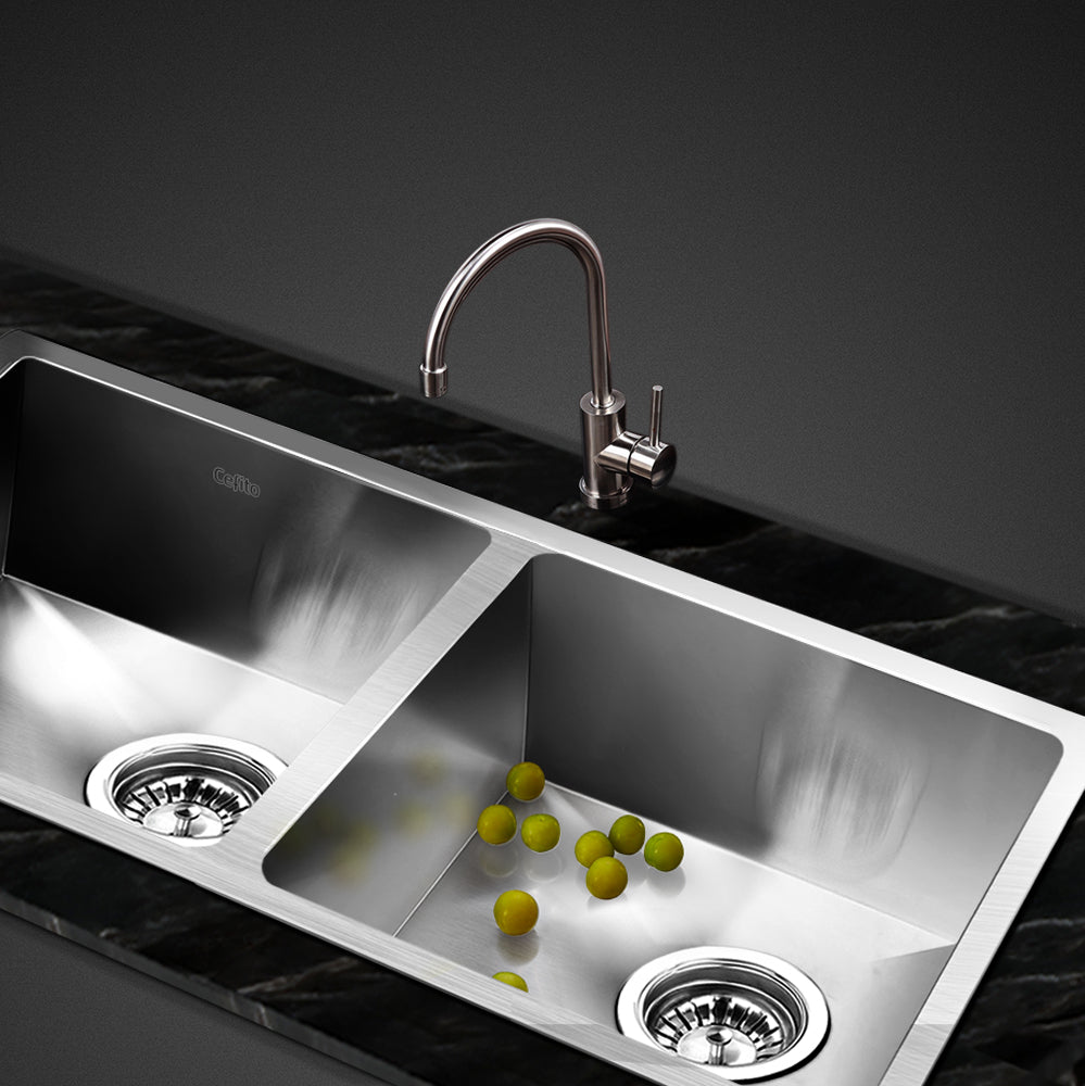 Kitchen Sink 77X45CM Stainless Steel Basin Double Bowl Silver