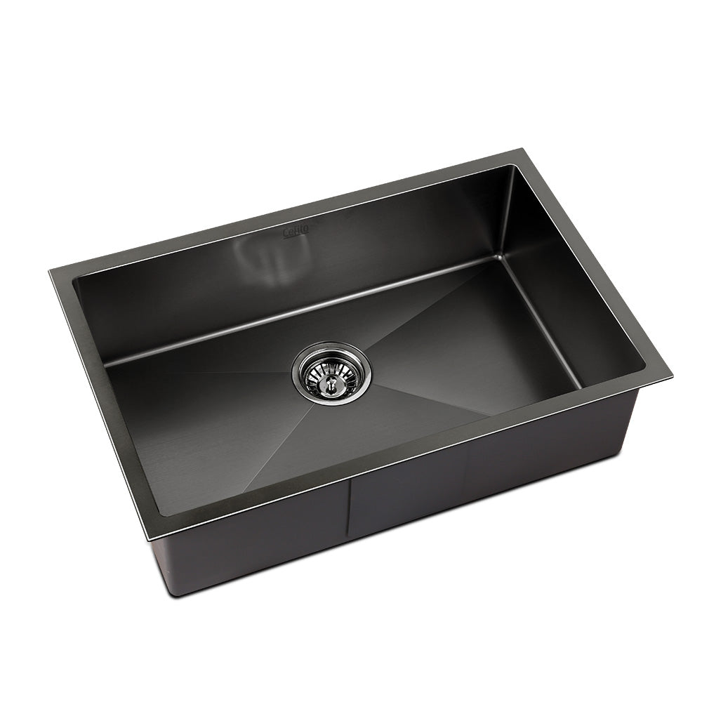 Kitchen Sink 70X45CM Stainless Steel Basin Single Bowl Black