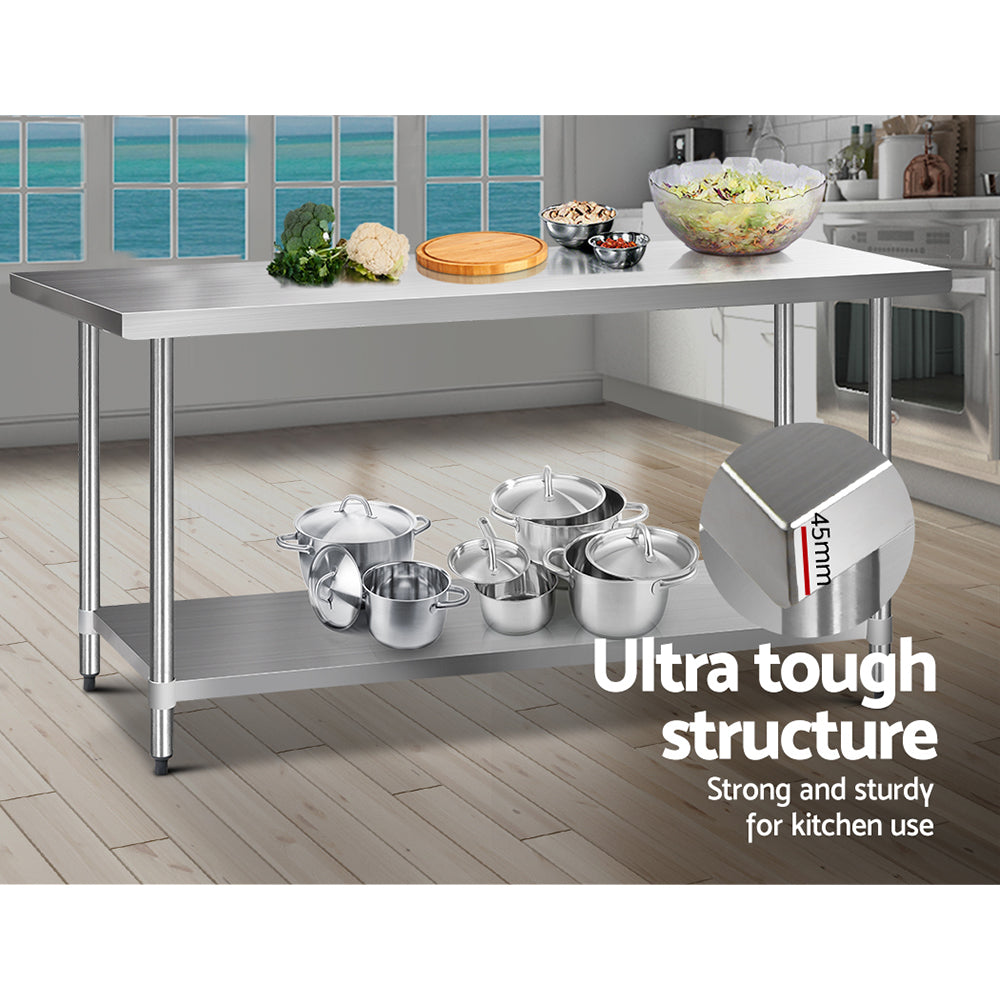 1829x760mm Stainless Steel Kitchen Bench 430