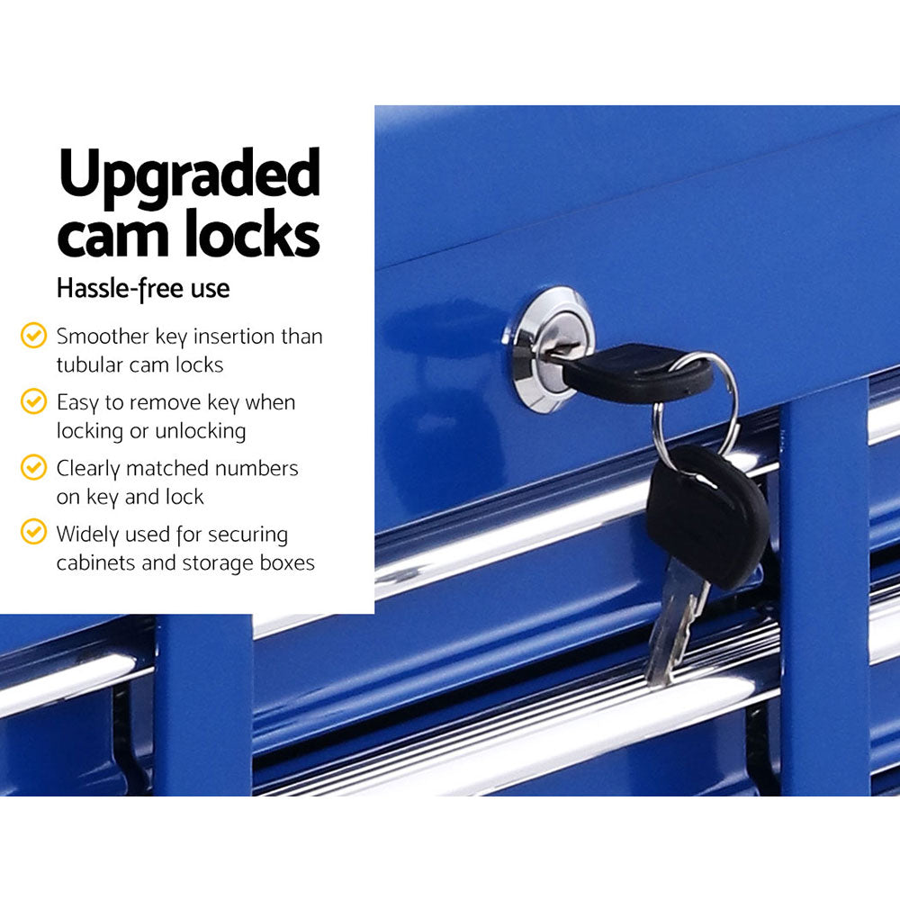 17 Drawer Tool Box Cabinet Chest Trolley Toolbox Garage Storage Box Blue